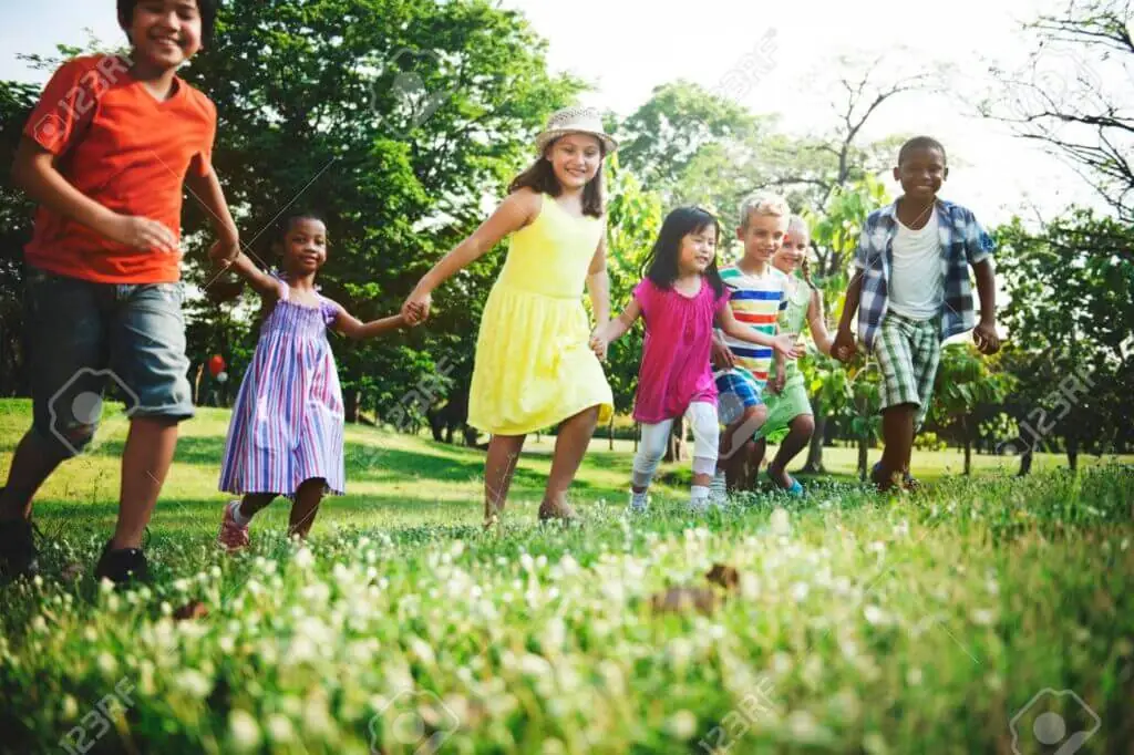 Child Friends Boys Girls Playful